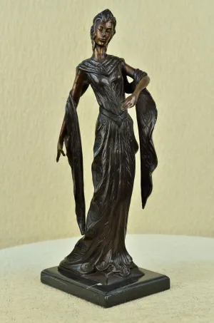 100% Solid Bronze Sculpture Statue 19'' Tall High Fashion Model Designer Deal