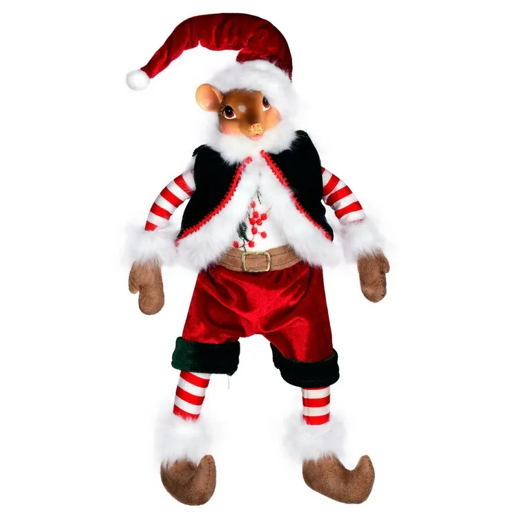 14" Holly Jolly Mouse Assorted Dolls 2 Per Box
