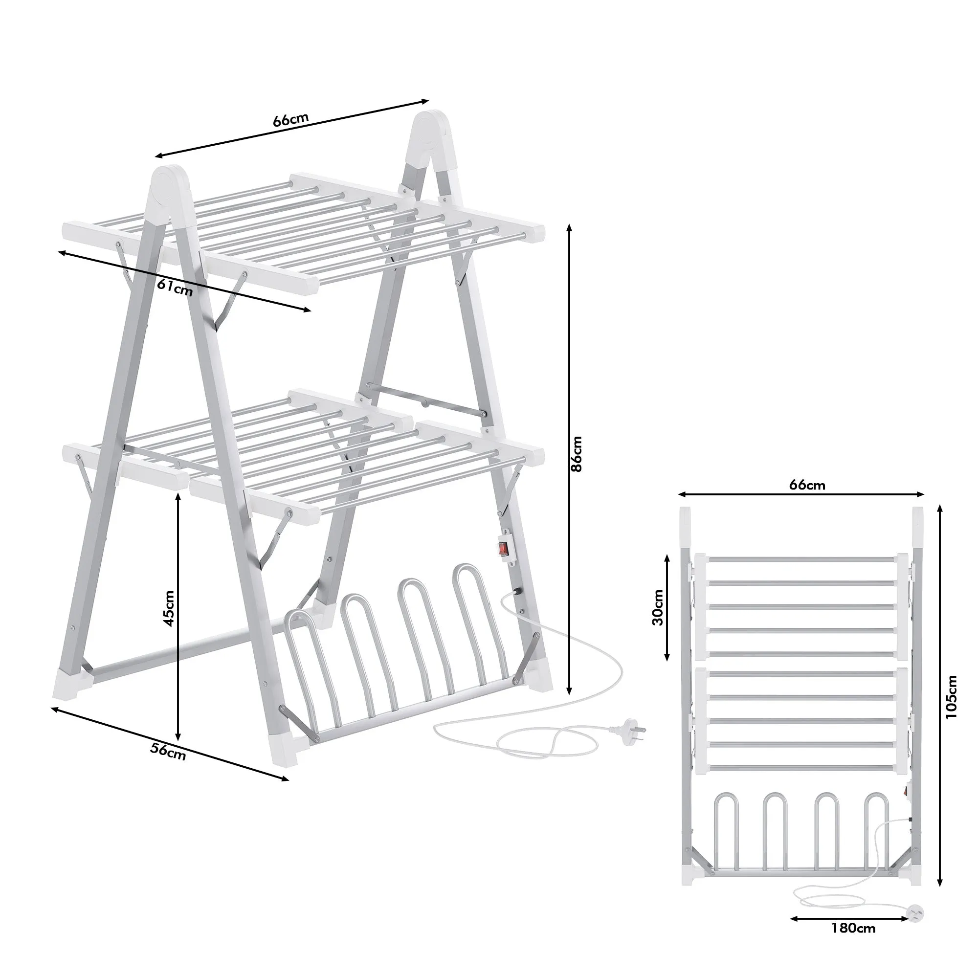 Advwin 2 Tier Freestanding Electric Heated Towel Rail