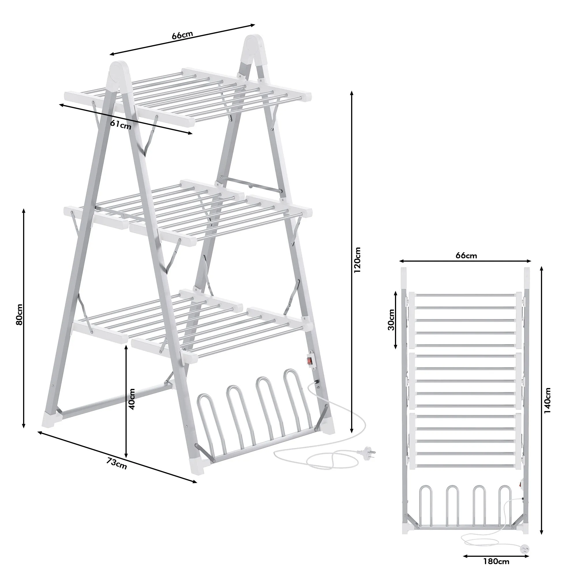 Advwin 3 Tier Freestanding Electric Heated Towel Rail
