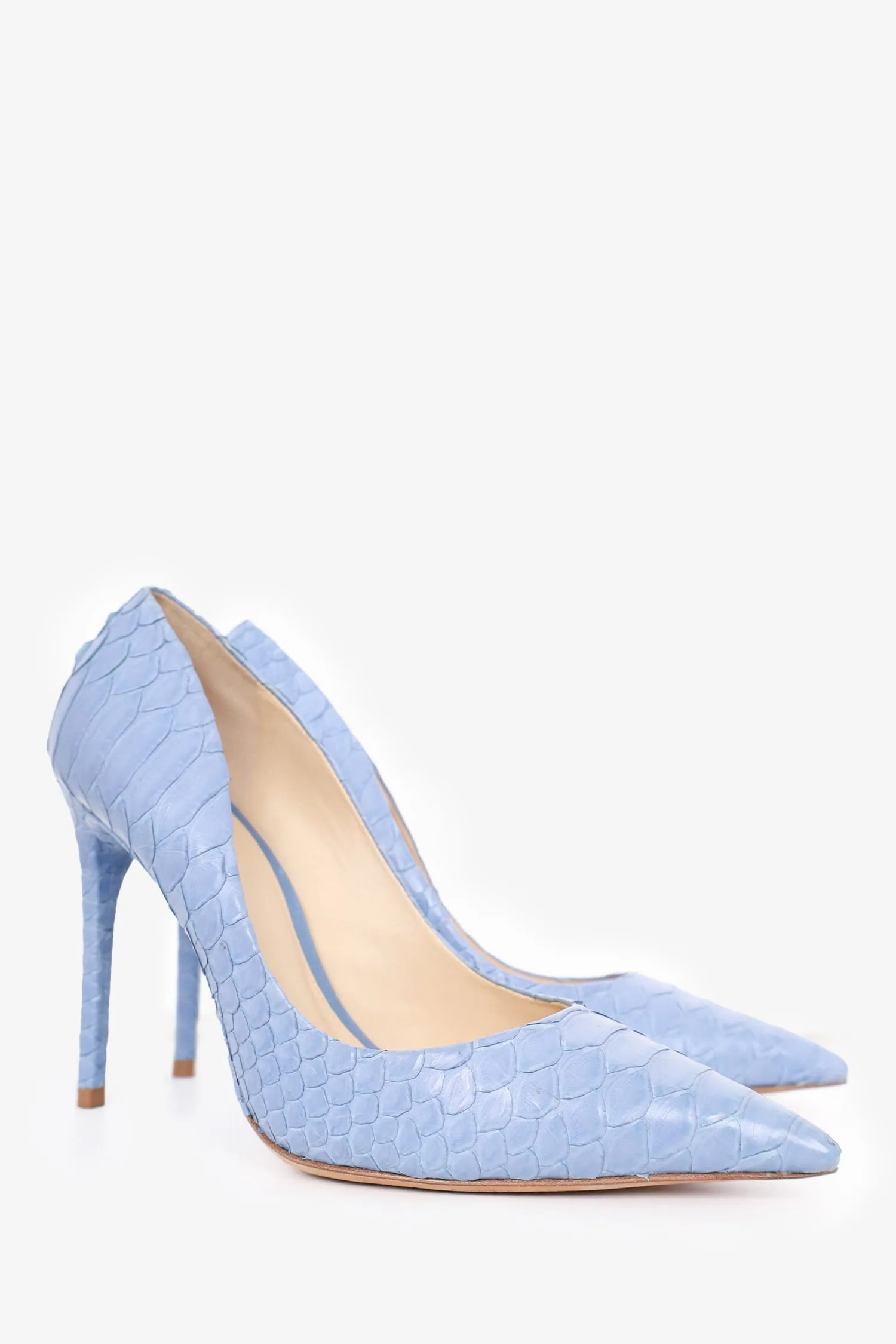 Alexandre Birman Blue Python Pointed Toe Heels Size 37