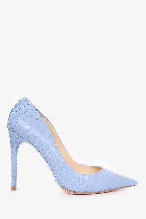 Alexandre Birman Blue Python Pointed Toe Heels Size 37