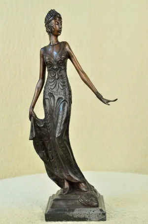 Art Deco/Nouveau Sexy Model Actress Genuine Bronze Sculpture Lost Wax Method