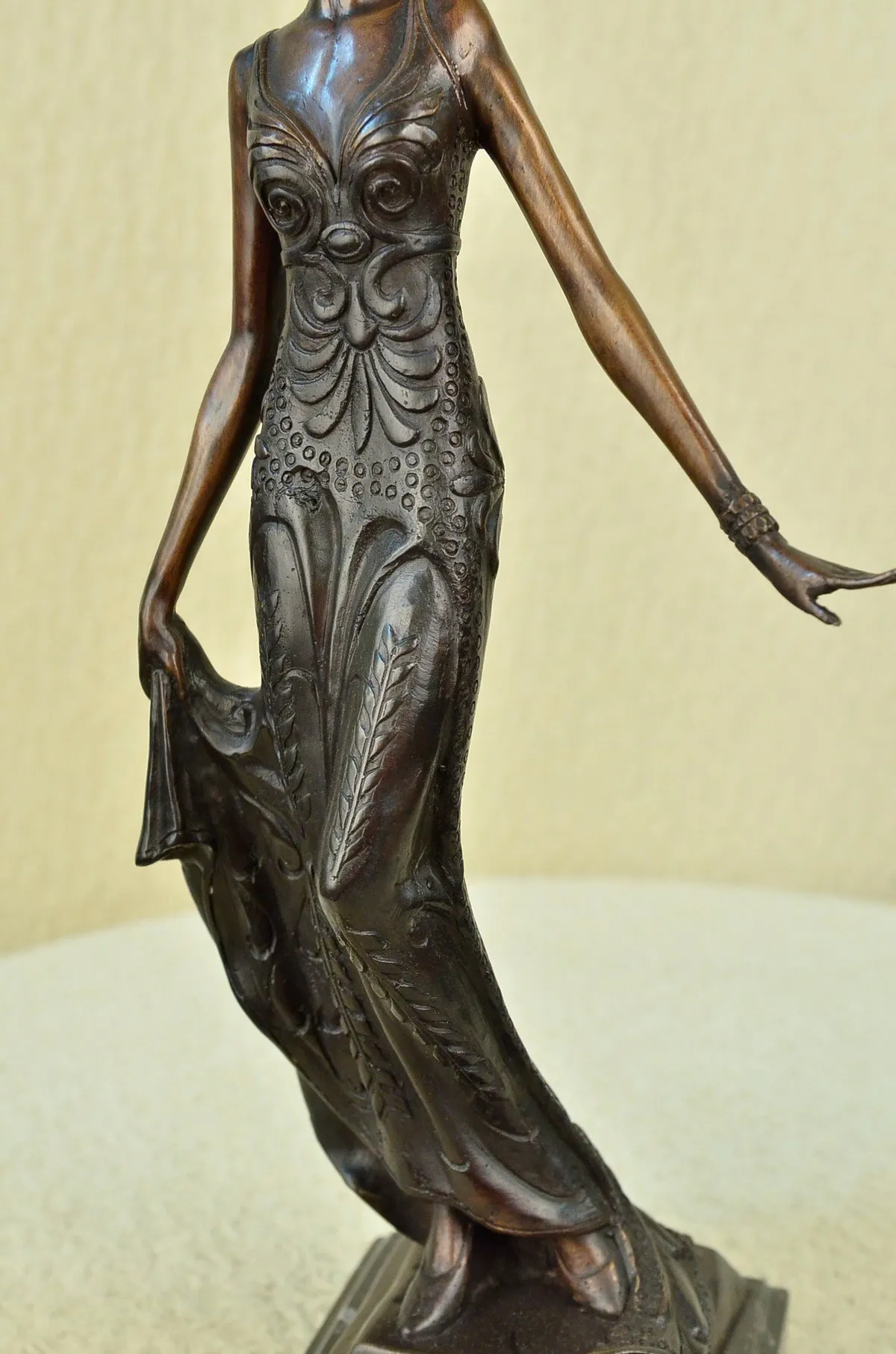 Art Deco/Nouveau Sexy Model Actress Genuine Bronze Sculpture Lost Wax Method