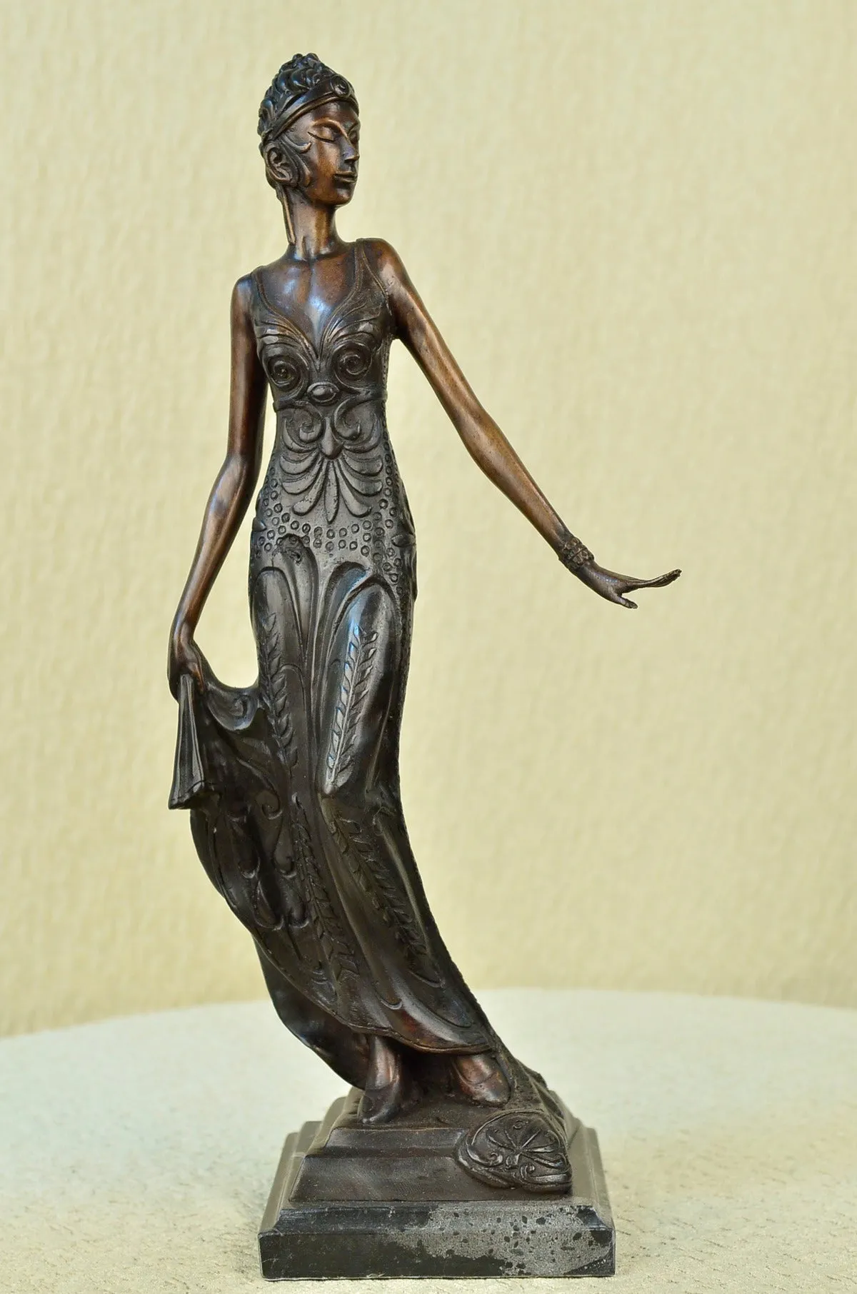 Art Deco/Nouveau Sexy Model Actress Genuine Bronze Sculpture Lost Wax Method