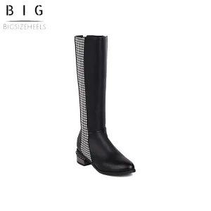 Bigsizeheels Concise Over the Knee Boots for women - Black