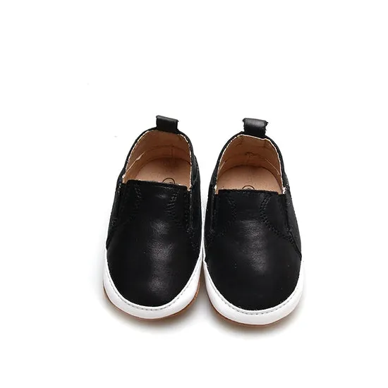 Black Leather Slip-on Sneakers