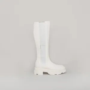 both - GAO PLATFORM KNEE BOOTS-WHITE