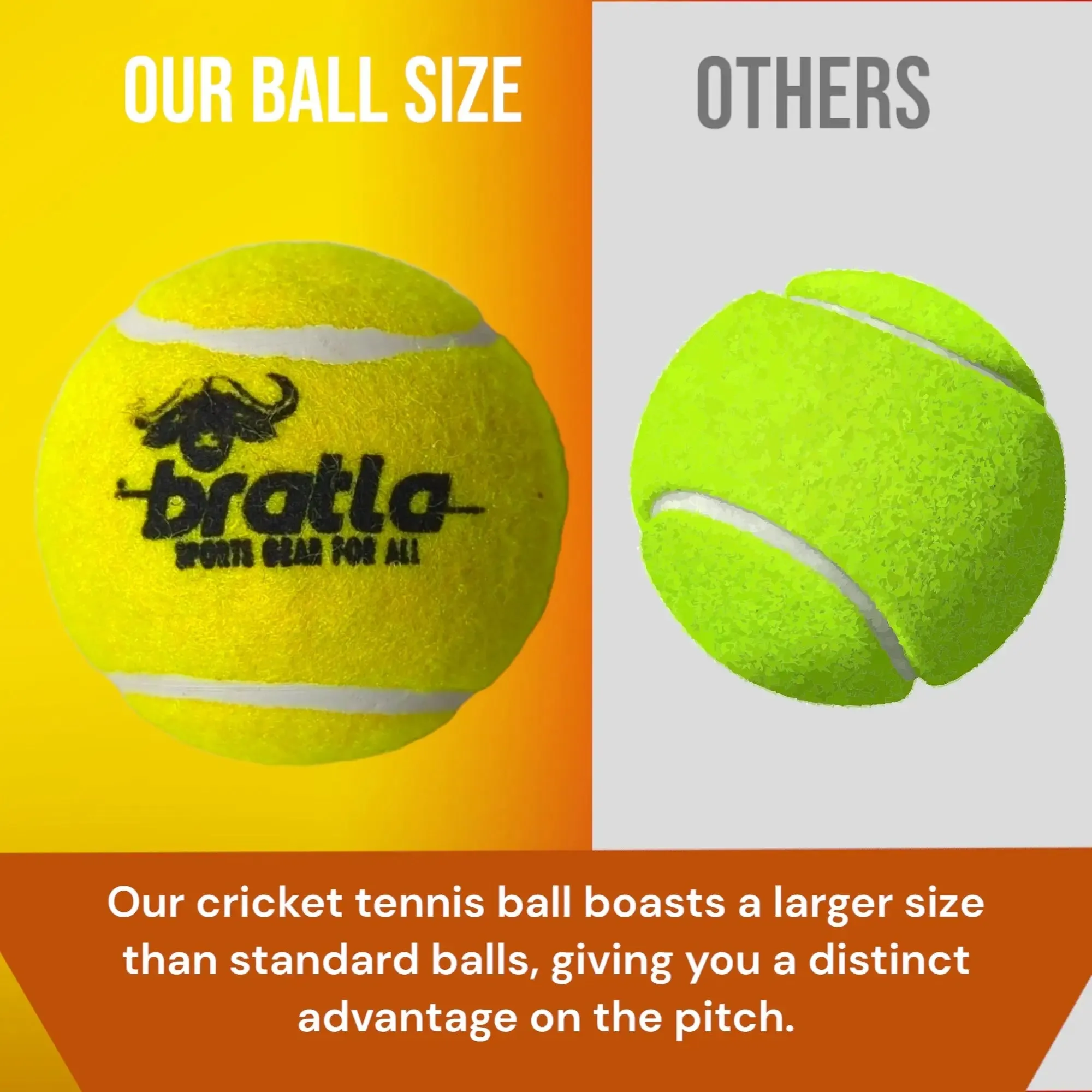 Bratla Pro Cricket Tennis Tape Ball Pack of 3 Lightweight