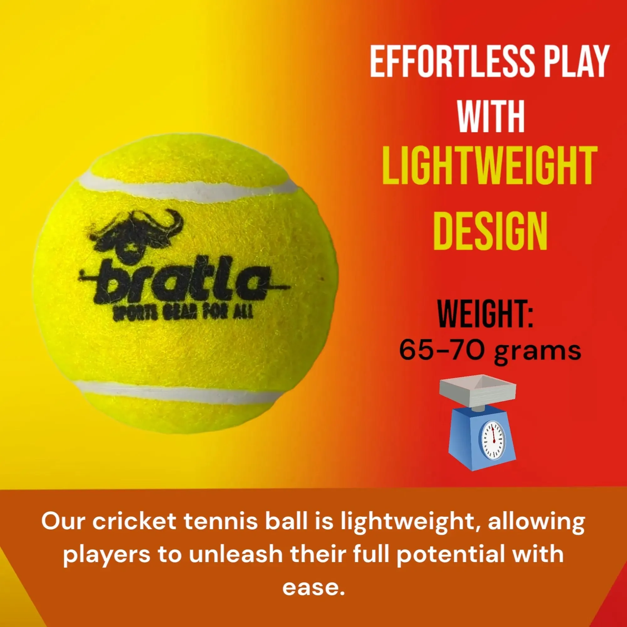 Bratla Pro Cricket Tennis Tape Ball Pack of 3 Lightweight
