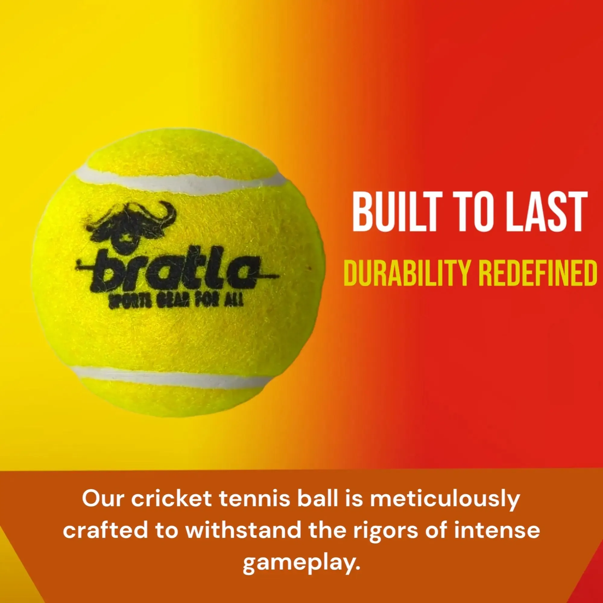 Bratla Pro Cricket Tennis Tape Ball Pack of 3 Lightweight