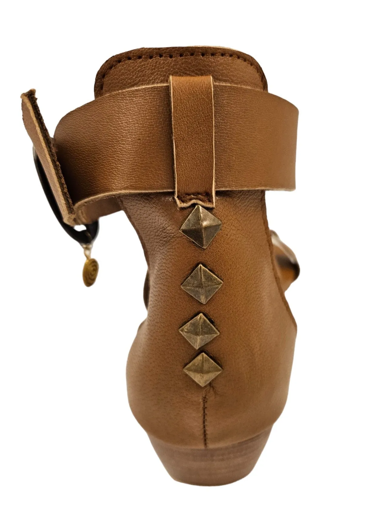 Brown Leather Studded Wedges