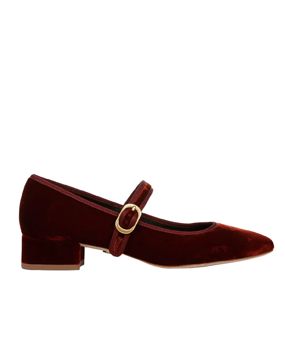 Cade Velvet Mary Jane Ballerina Pump in Red Ochre