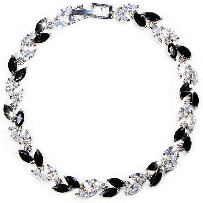 Crystal Tennis Link Bracelet with Cubic Zirconias