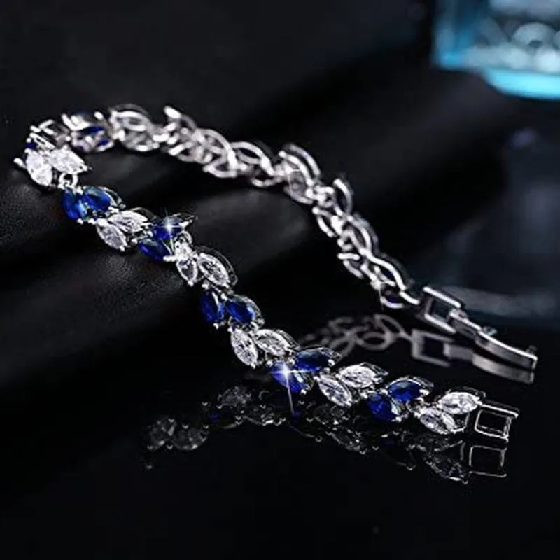 Crystal Tennis Link Bracelet with Cubic Zirconias