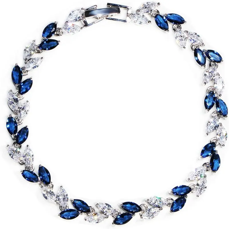 Crystal Tennis Link Bracelet with Cubic Zirconias