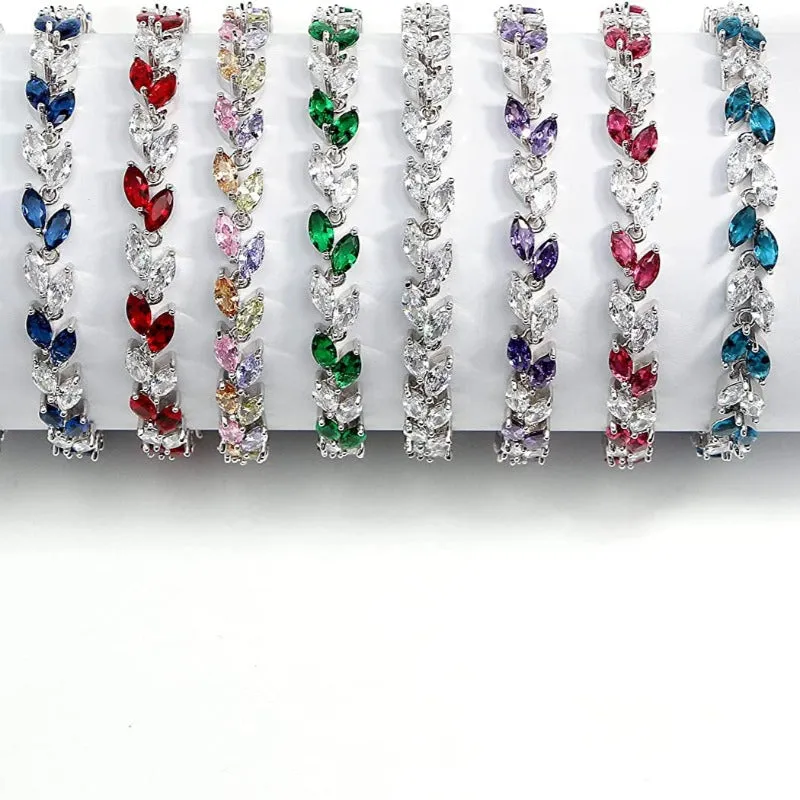 Crystal Tennis Link Bracelet with Cubic Zirconias