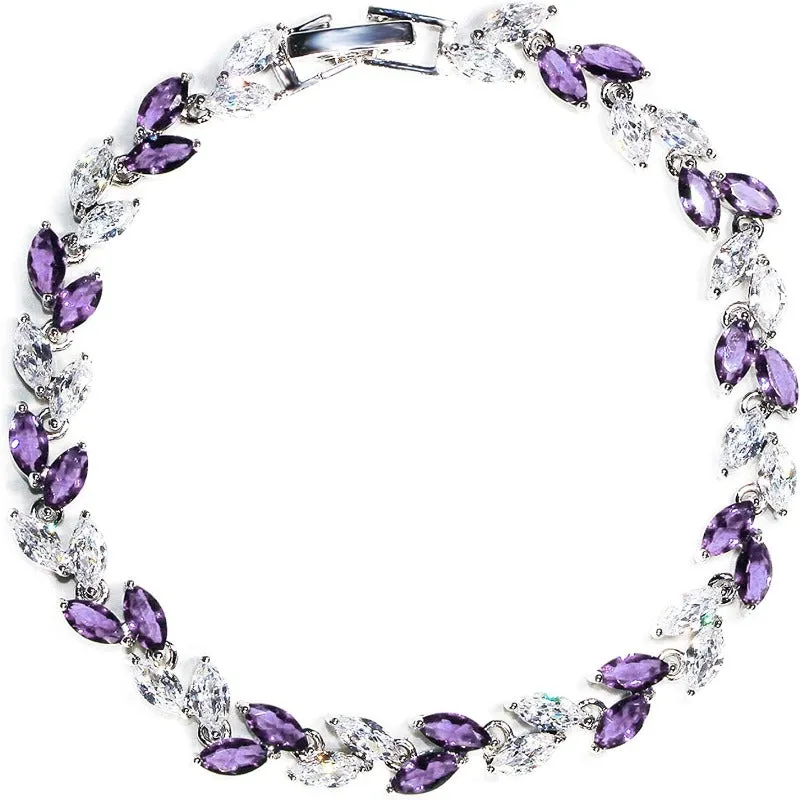 Crystal Tennis Link Bracelet with Cubic Zirconias