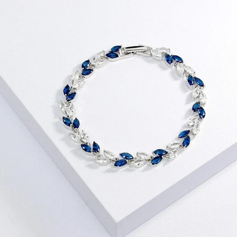 Crystal Tennis Link Bracelet with Cubic Zirconias