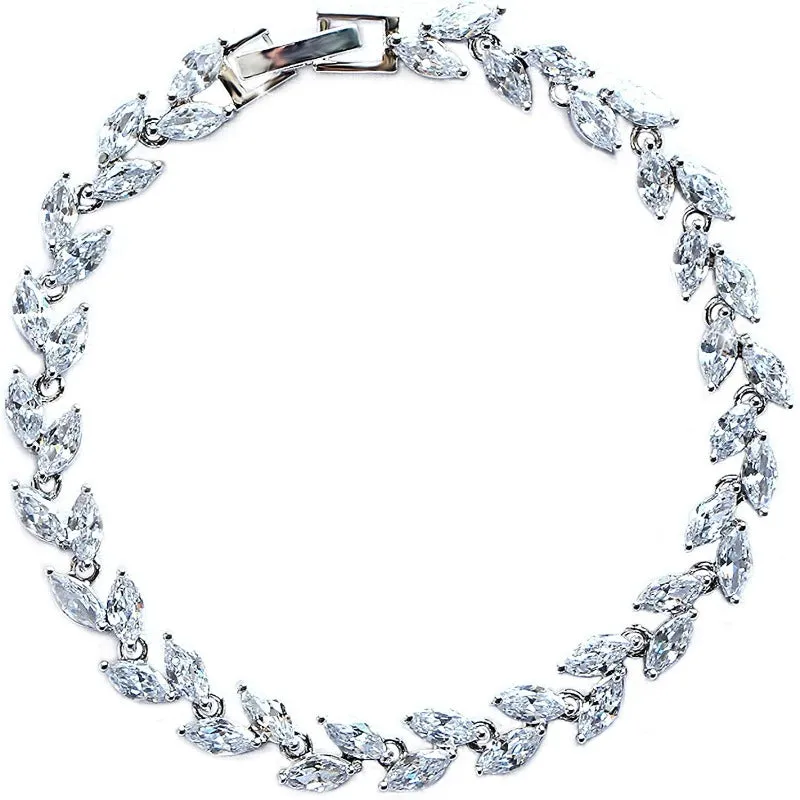 Crystal Tennis Link Bracelet with Cubic Zirconias