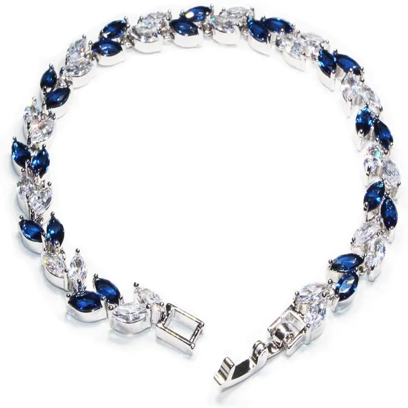 Crystal Tennis Link Bracelet with Cubic Zirconias