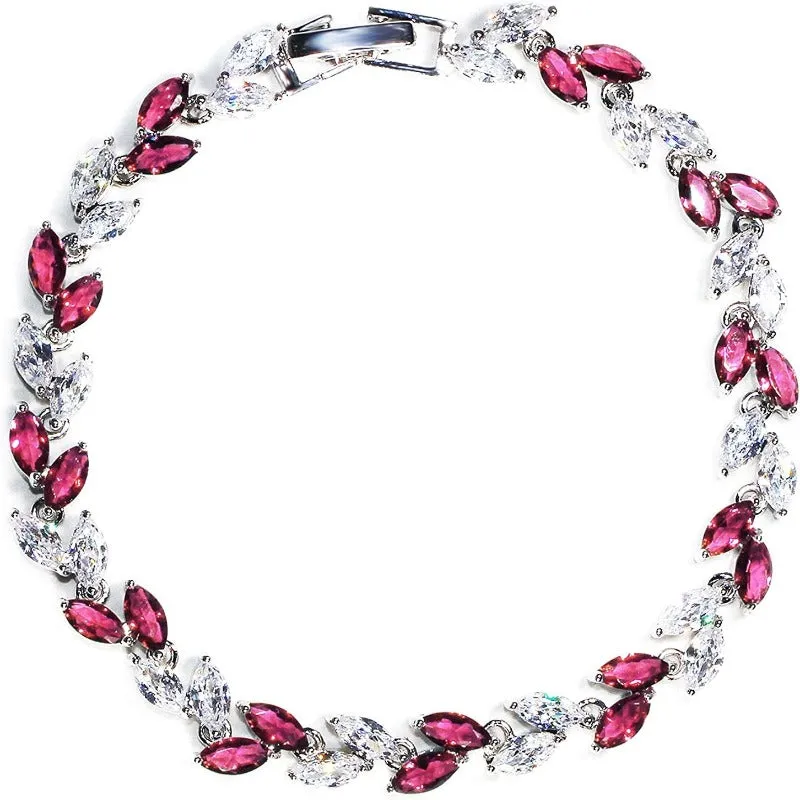 Crystal Tennis Link Bracelet with Cubic Zirconias