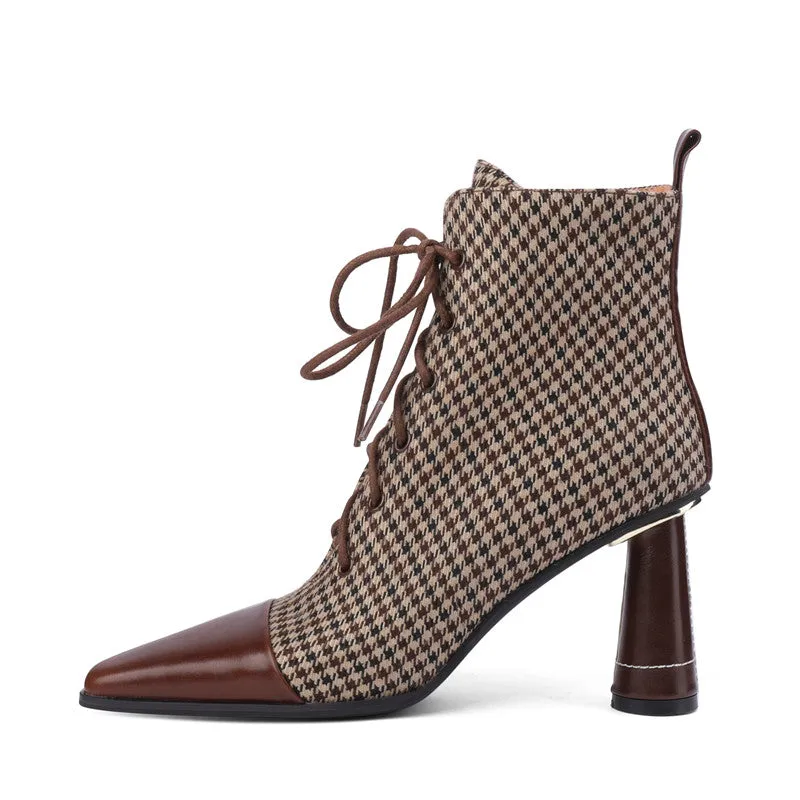 Darcy Plaid Vintage Handmade Lace up Ankle Boots