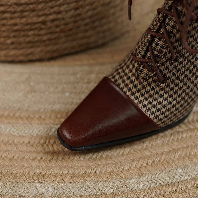 Darcy Plaid Vintage Handmade Lace up Ankle Boots