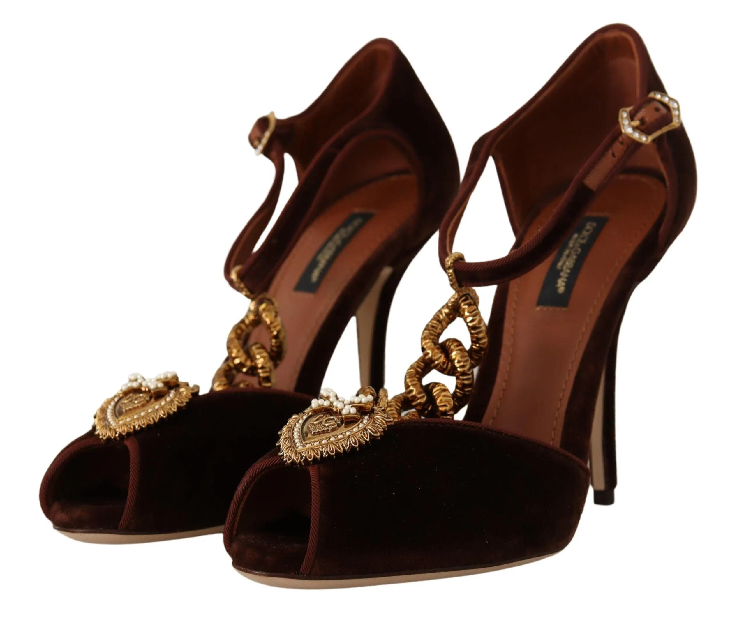 Dolce & Gabbana Brown Copper Devotion Heart Sandals