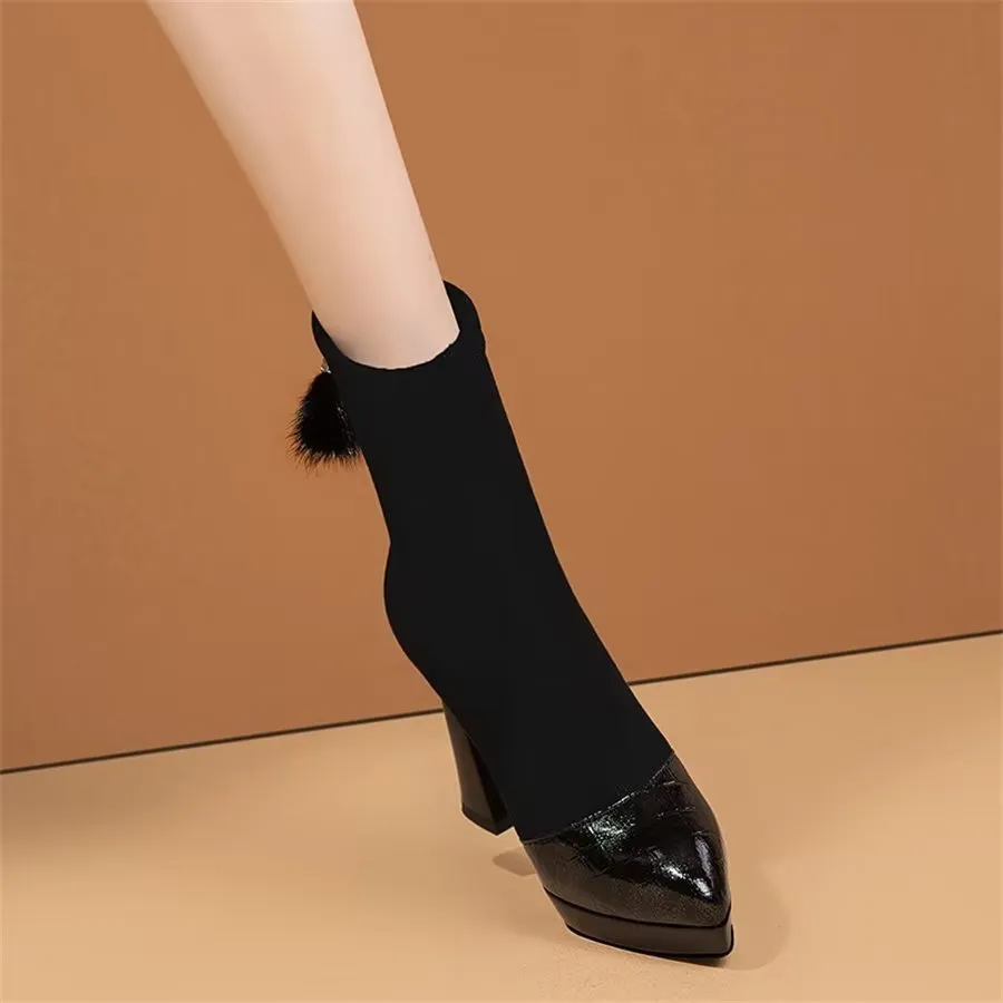Elegant Zipper Pointed Toe Kitten High Heel Boots