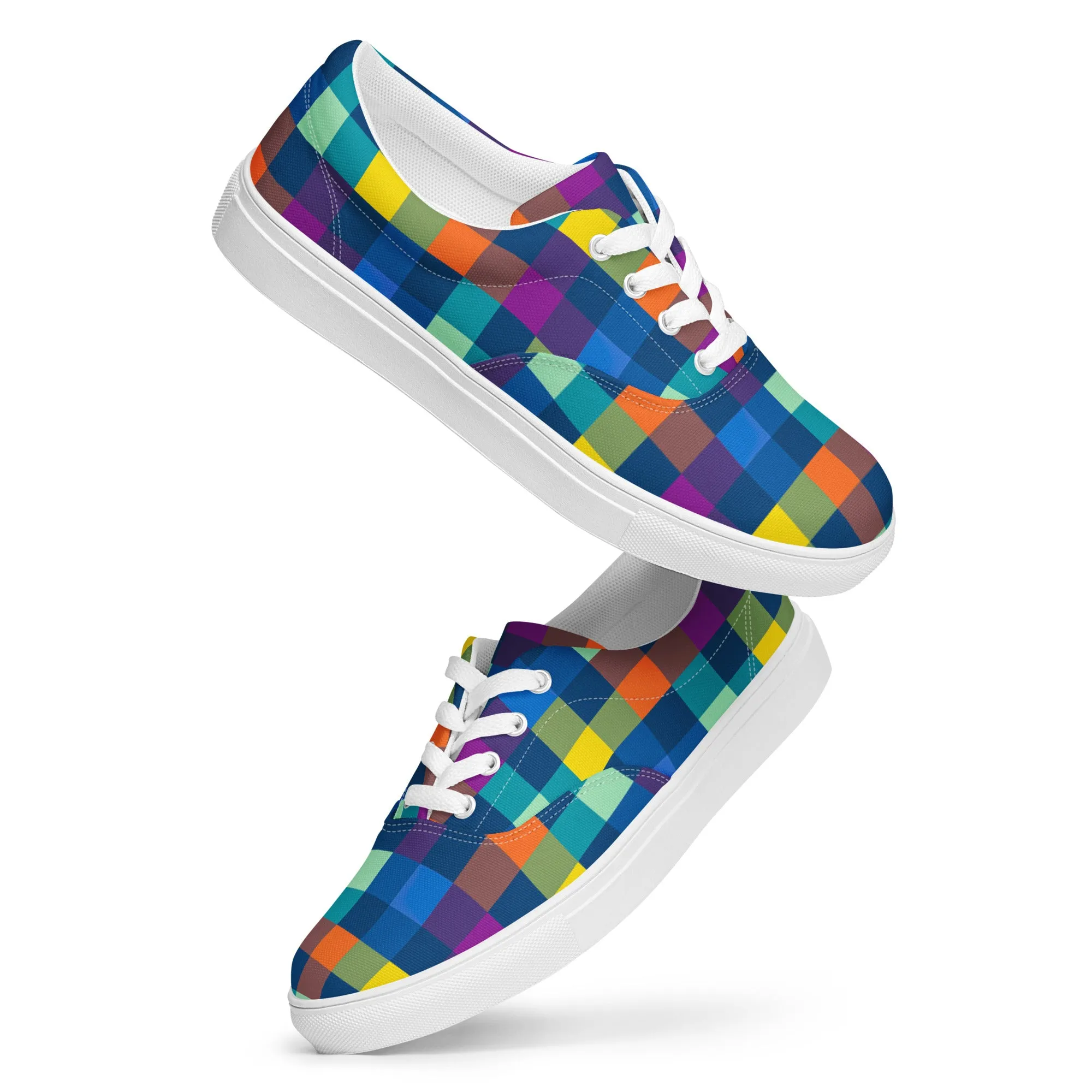 Festive Pixel Women’s lace-up canvas shoes