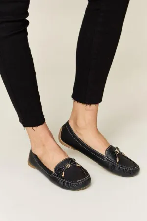 Forever Link Slip On Bow Womens Black Loafers