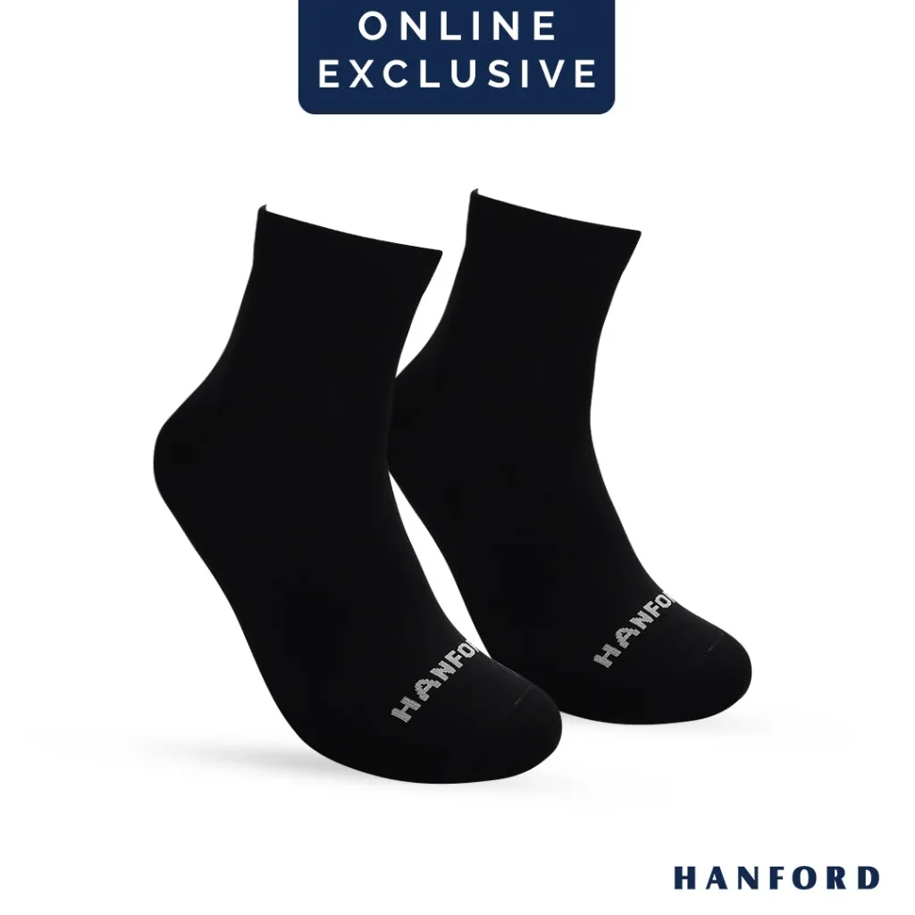 Hanford Men Ladies Teens Casual Everyday Comfort Cotton Ankle Socks Arlan - White Black (1pair)