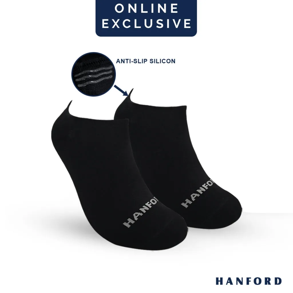 Hanford Men Ladies Teens Casual Everyday Comfort Cotton Non Slip Low Cut Sneaker Socks Levin Black White Gray (1pair)
