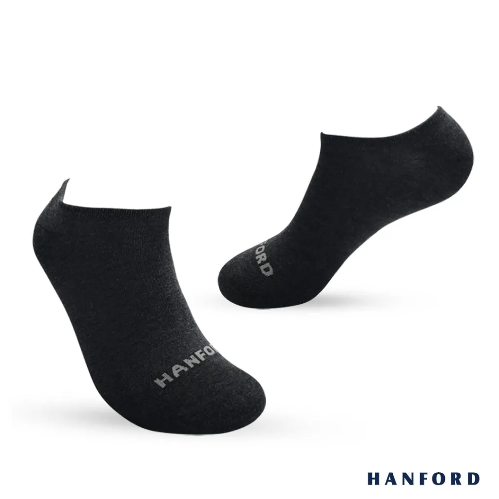 Hanford Men Ladies Teens Casual Everyday Comfort Cotton Non Slip Low Cut Sneaker Socks Levin Black White Gray (1pair)
