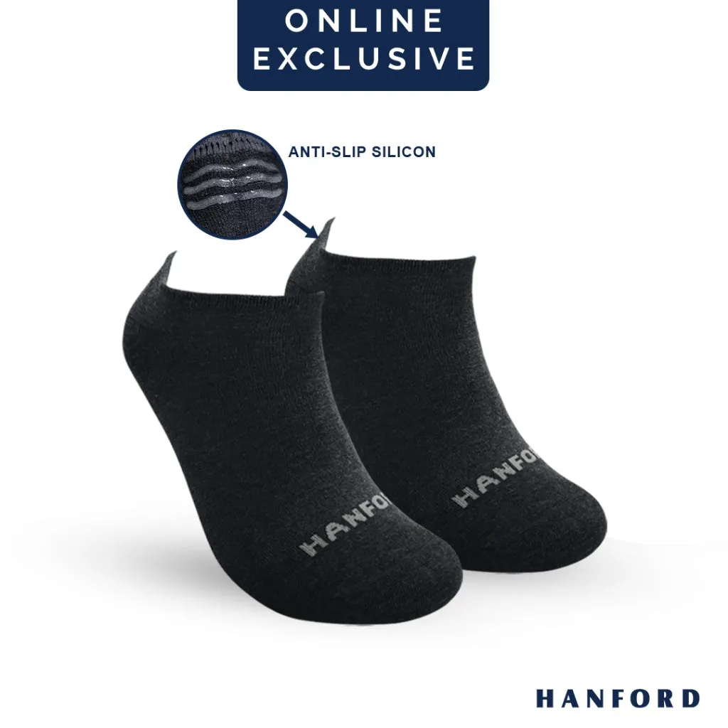 Hanford Men Ladies Teens Casual Everyday Comfort Cotton Non Slip Low Cut Sneaker Socks Levin Black White Gray (1pair)