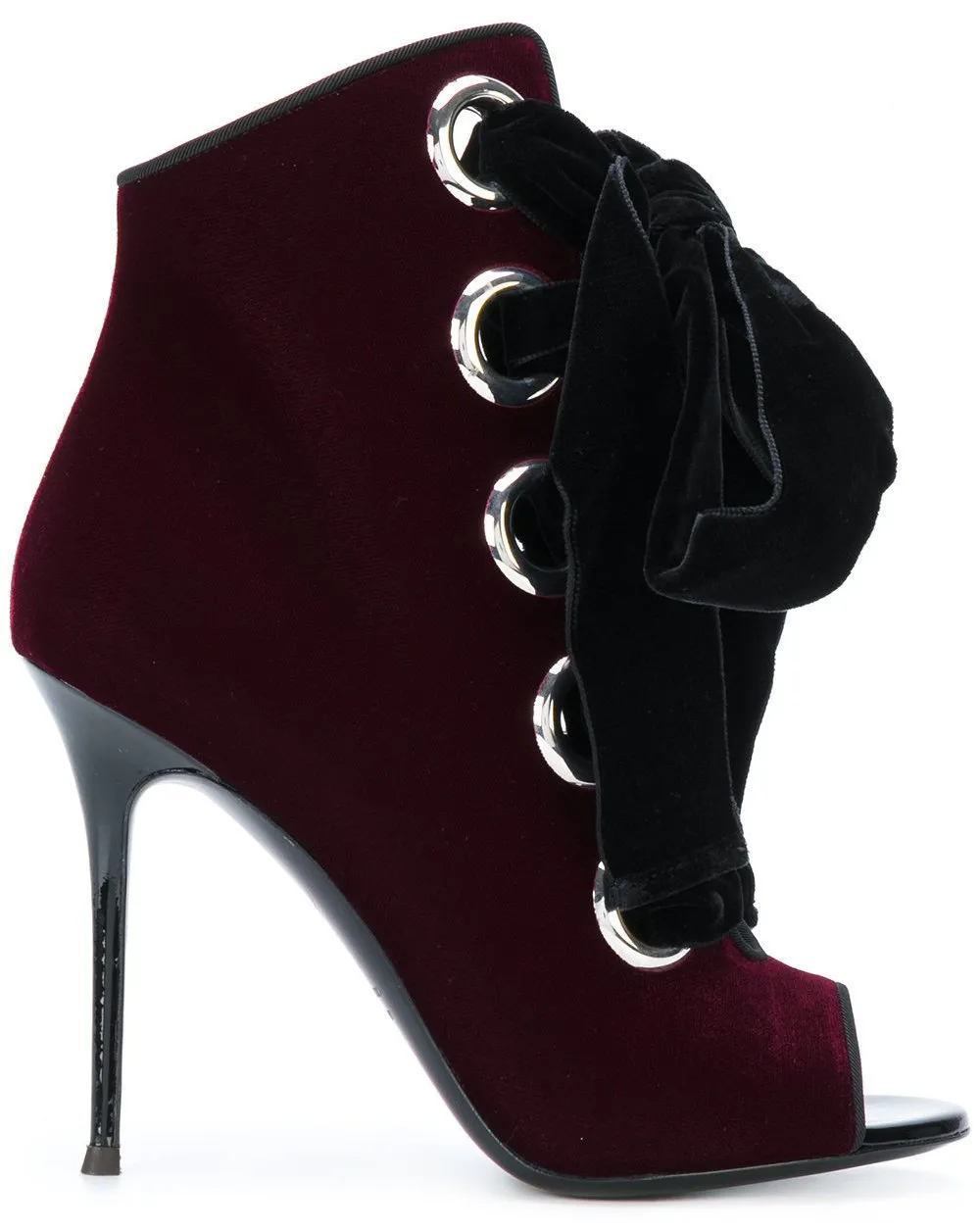 Lace-up Velvet Ankle Boots - Black or Burgundy