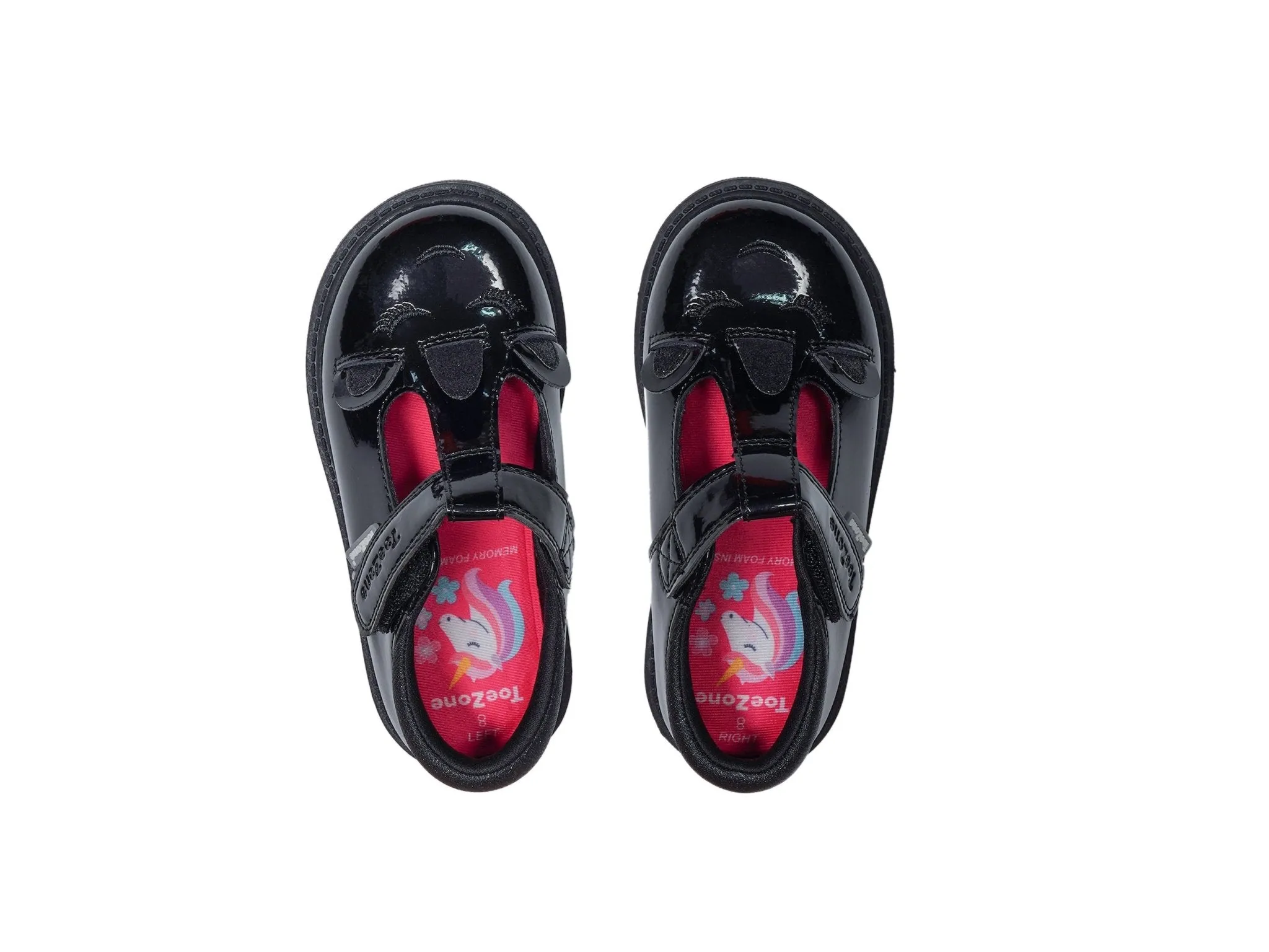 MILLIE - Unicorn Patent T-Bar Shoes with Magical Unicorn Insocks (Wide Fit)