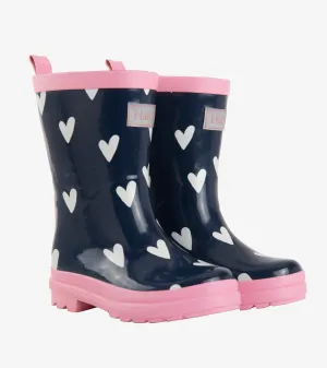 Navy & White Hearts Boots