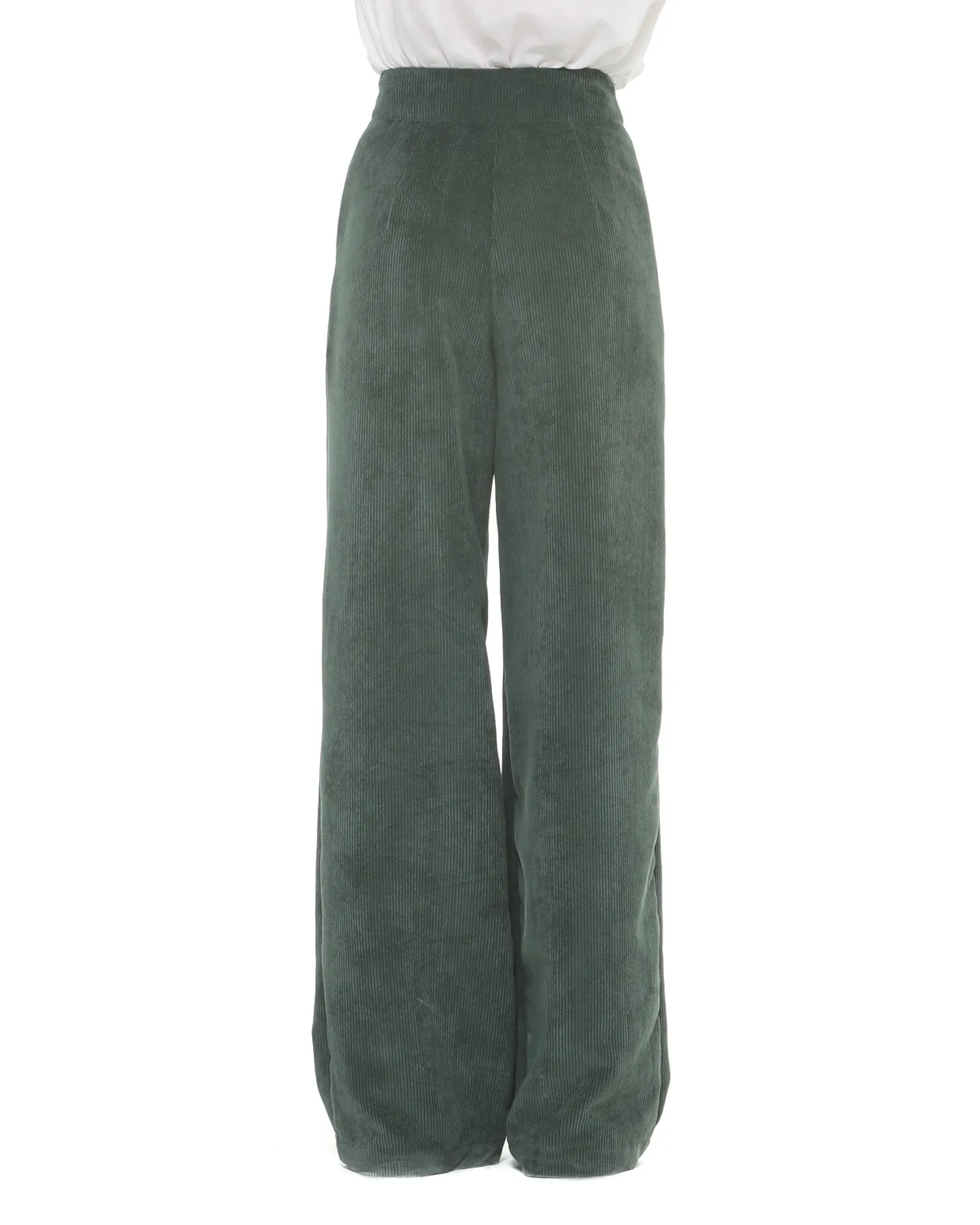 Ribbed velvet palazzo trousers