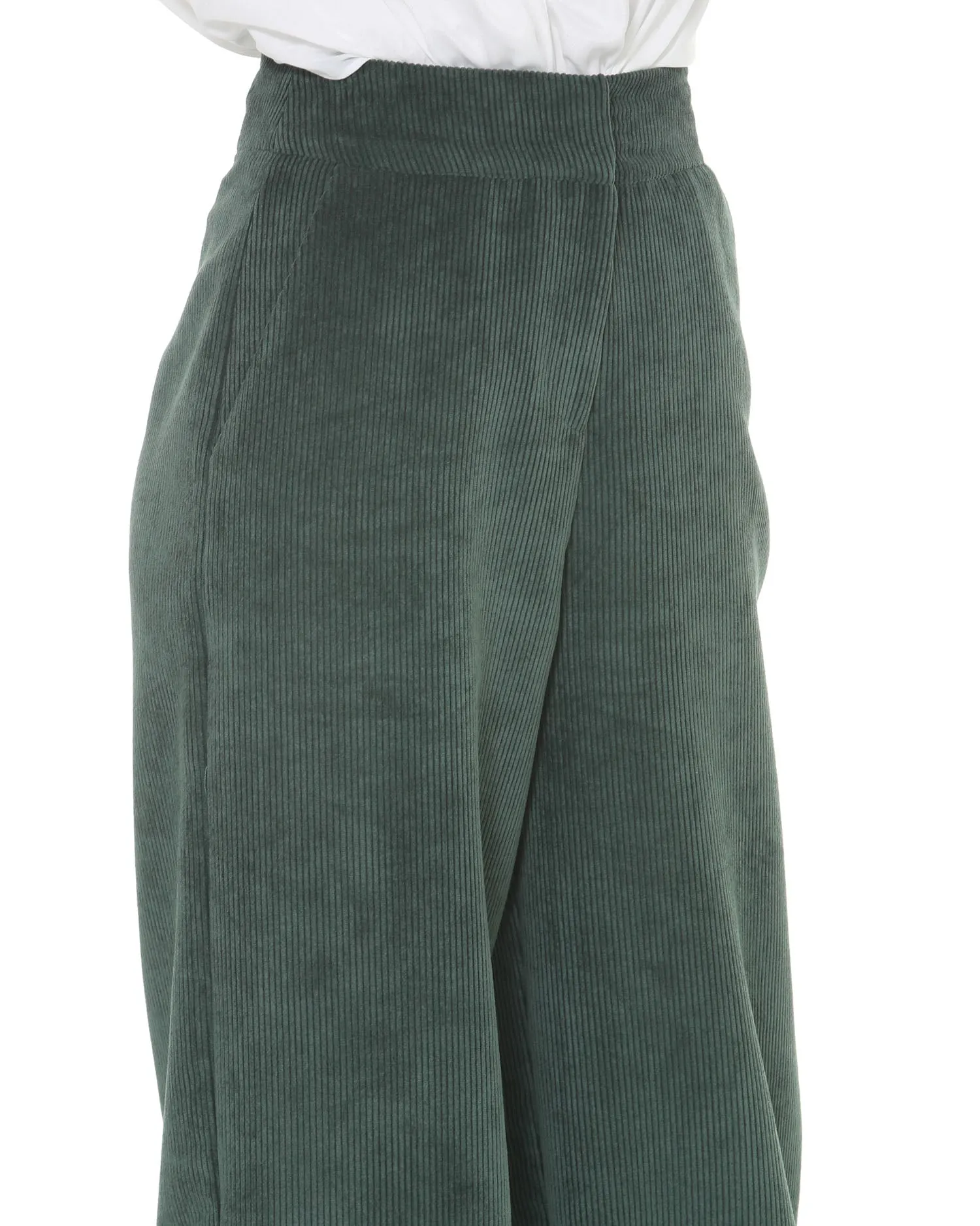 Ribbed velvet palazzo trousers