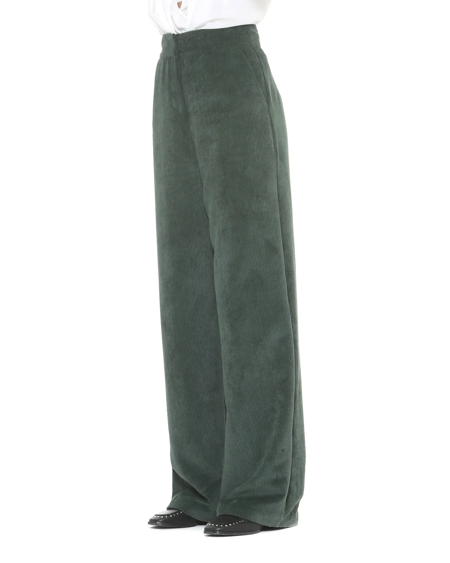 Ribbed velvet palazzo trousers