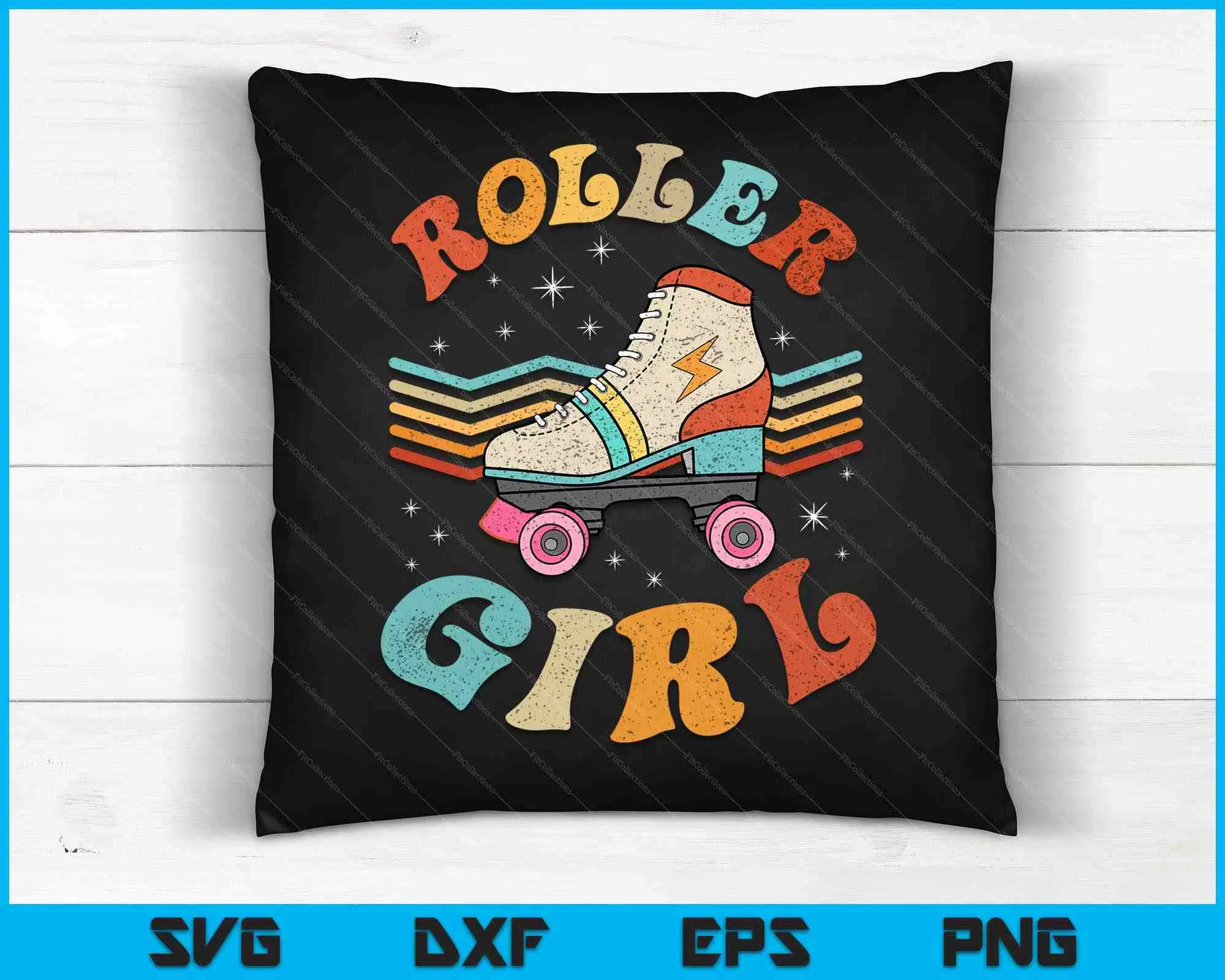 Roller Girl Skater Skating Retro Vintage 70s 80s Skates SVG PNG Digital Cutting Files
