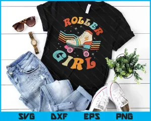 Roller Girl Skater Skating Retro Vintage 70s 80s Skates SVG PNG Digital Cutting Files