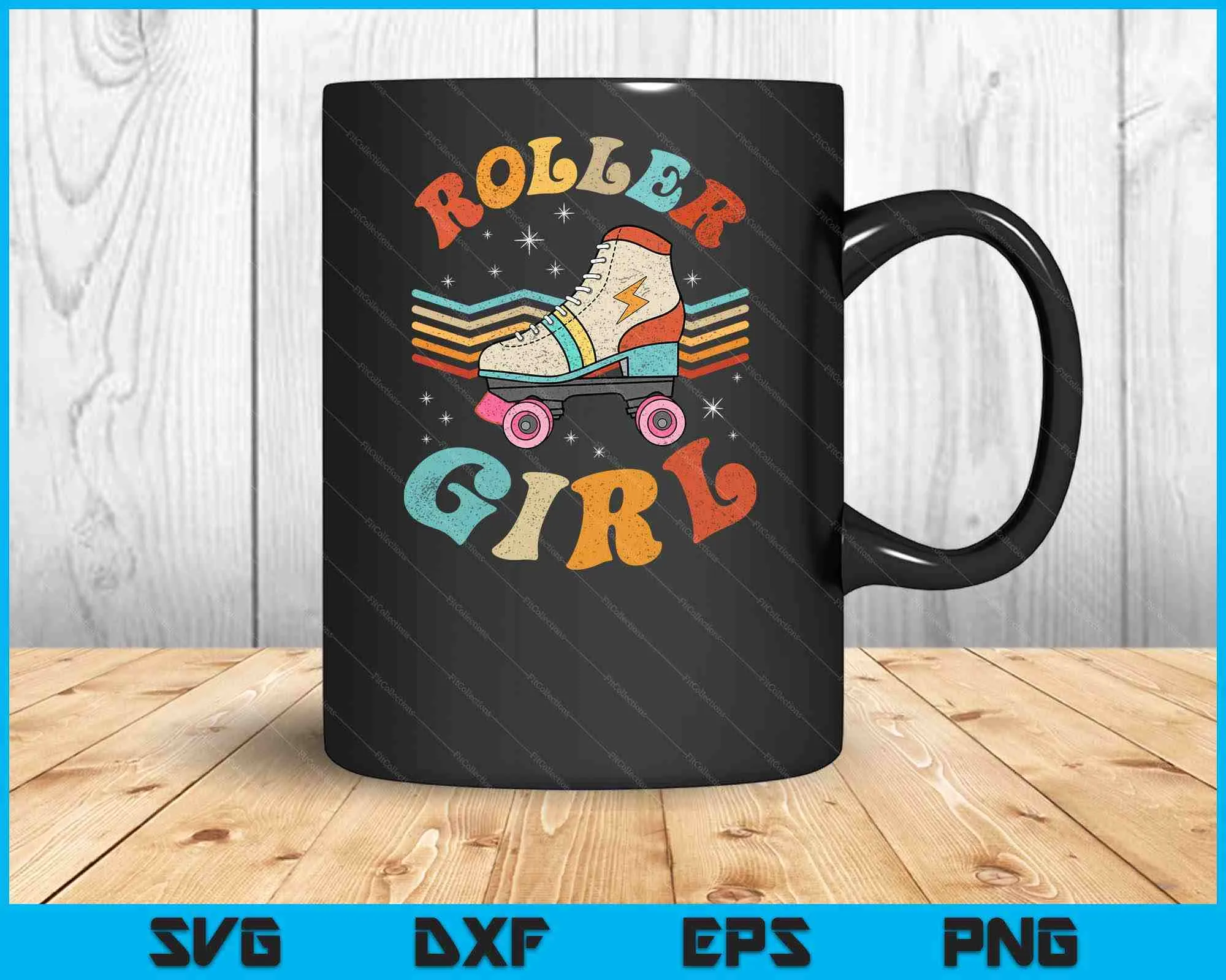 Roller Girl Skater Skating Retro Vintage 70s 80s Skates SVG PNG Digital Cutting Files