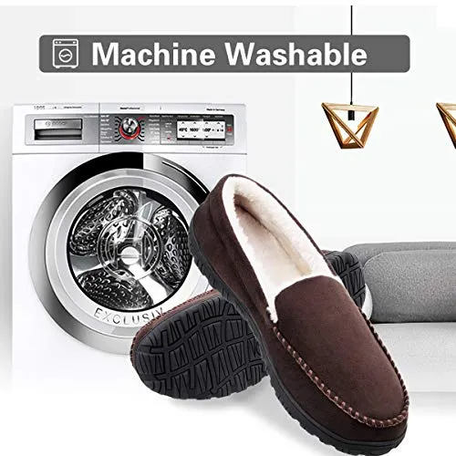 shoeslocker Indoor Slippers for Men Warm Outdoor Slippers Brown Size 12