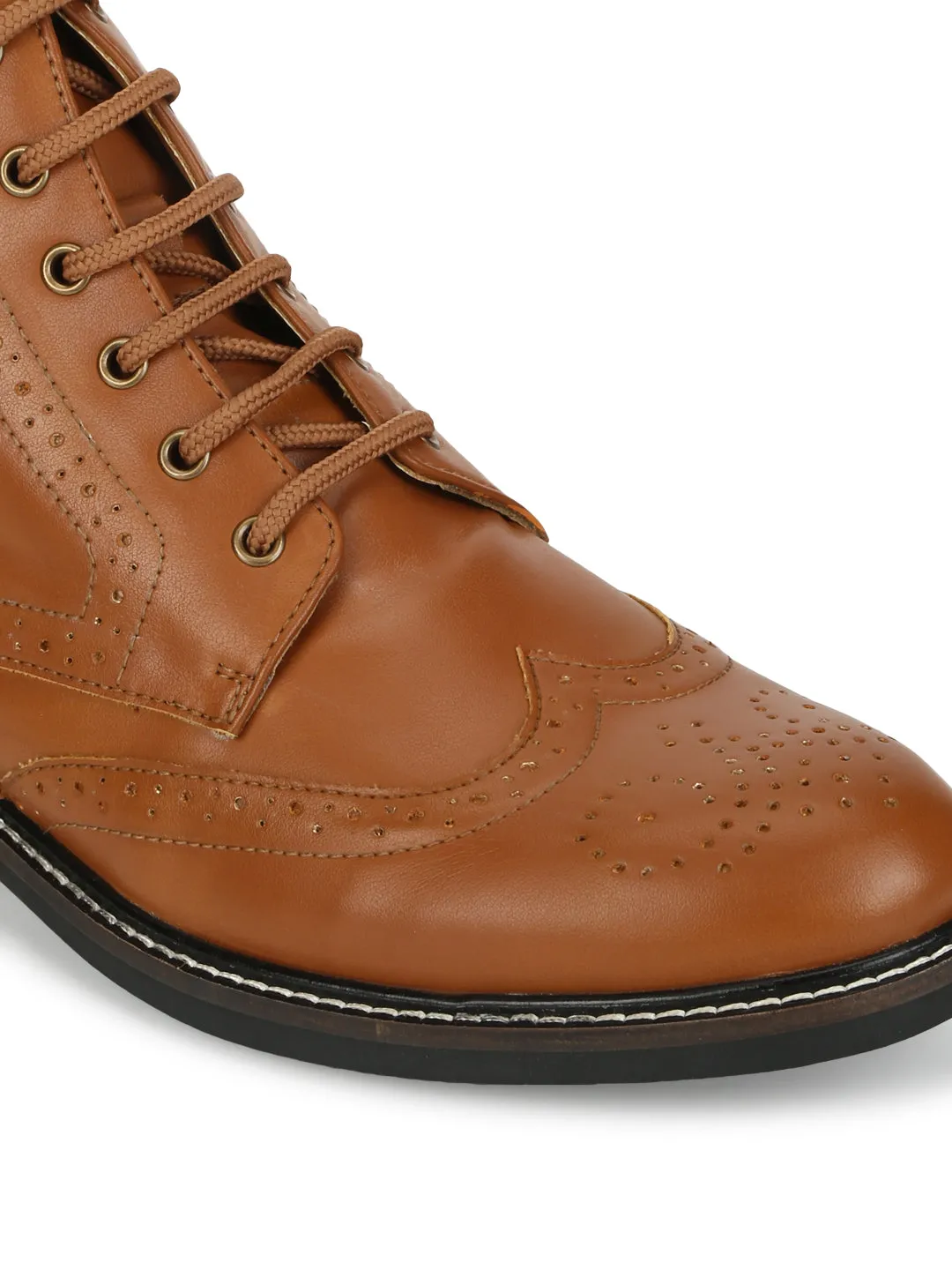 Tan PU Lace Up Men's Ankle Boots
