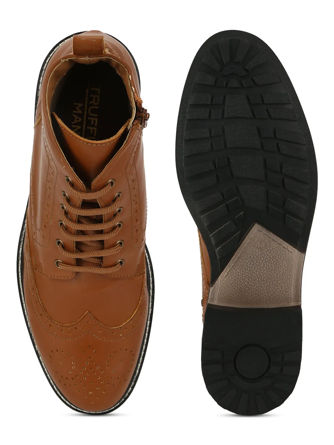 Tan PU Lace Up Men's Ankle Boots
