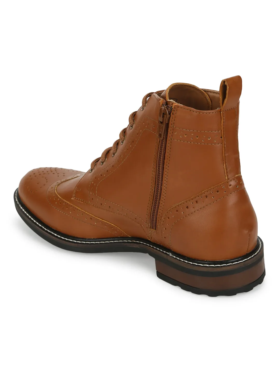 Tan PU Lace Up Men's Ankle Boots