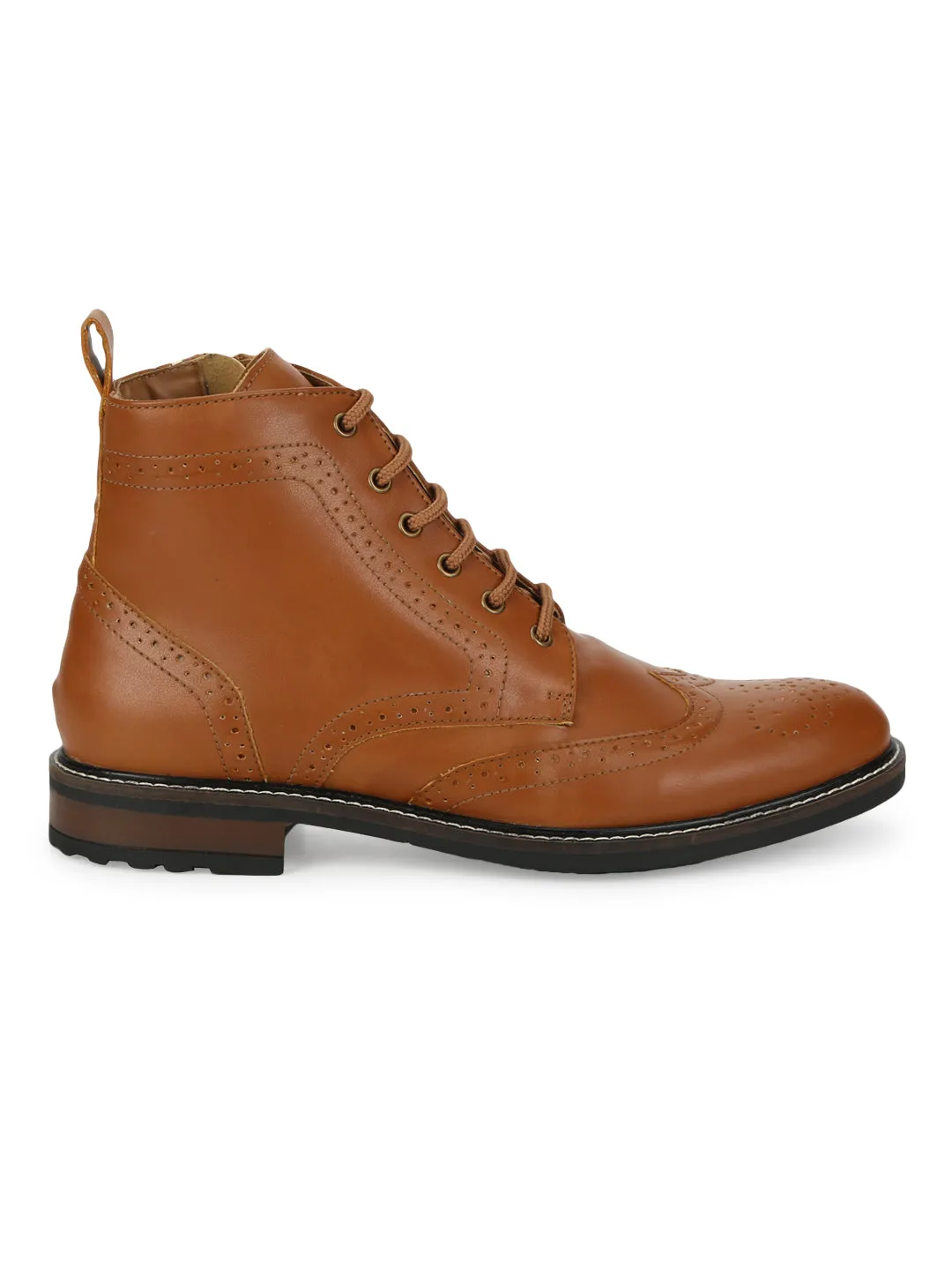 Tan PU Lace Up Men's Ankle Boots
